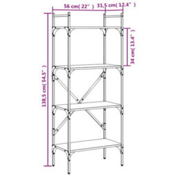 Berkfield Bookcase 4-Tier Grey Sonoma 56X31.5X138.5 Cm Engineered Wood - thumbnail 9