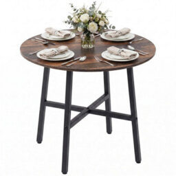 80Cm Round Kitchen Table, Dining Table For Small Spaces, Steel Leg - thumbnail 1