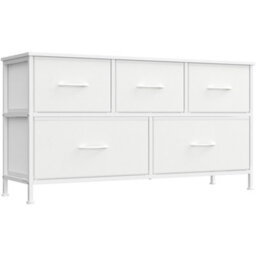 LEDREM Drawer Dresser, Chest Of Drawers, 5 Non-Woven Fabric Drawers, For Bedroom, Closet, White - thumbnail 2
