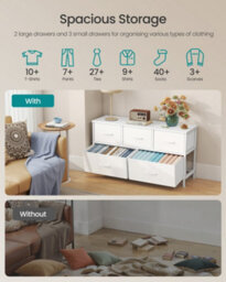 LEDREM Drawer Dresser, Chest Of Drawers, 5 Non-Woven Fabric Drawers, For Bedroom, Closet, White - thumbnail 3