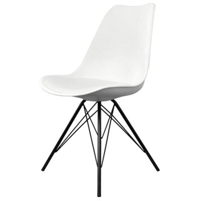 Fusion Living Soho White Plastic Dining Chair With Black Metal Legs - image 1