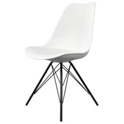 Fusion Living Soho White Plastic Dining Chair With Black Metal Legs - thumbnail 1