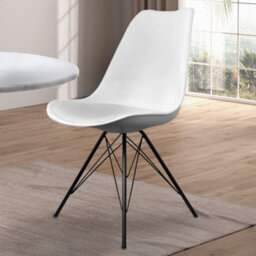 Fusion Living Soho White Plastic Dining Chair With Black Metal Legs - thumbnail 2