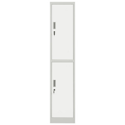 Wyld And Coco White And Grey 2-Tier Lockable Metal Locker With Shelves And Clothes Rails, 38 X 45 X 185 Cm - image 1