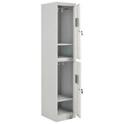 Wyld And Coco White And Grey 2-Tier Lockable Metal Locker With Shelves And Clothes Rails, 38 X 45 X 185 Cm - thumbnail 5