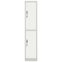 Wyld And Coco White And Grey 2-Tier Lockable Metal Locker With Shelves And Clothes Rails, 38 X 45 X 185 Cm - thumbnail 1