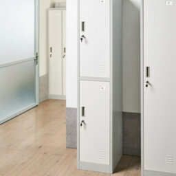 Wyld And Coco White And Grey 2-Tier Lockable Metal Locker With Shelves And Clothes Rails, 38 X 45 X 185 Cm - thumbnail 2