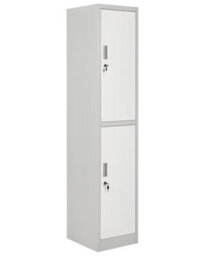 Wyld And Coco White And Grey 2-Tier Lockable Metal Locker With Shelves And Clothes Rails, 38 X 45 X 185 Cm - thumbnail 3