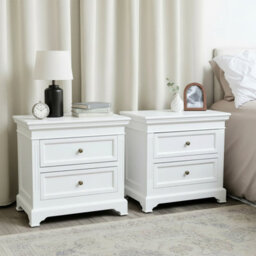 Melody Maison Pair Of Large White Two Drawer Bedside Tables - Daventry White Range - thumbnail 2