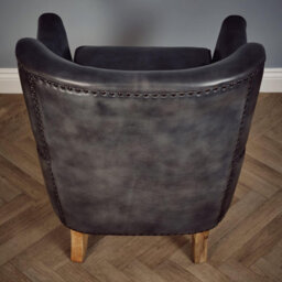 Elm Home And Products Real Genuine Leather Tub Aviator Wing Accent Arm Chair Grey 86Cm High X 73Cm Wide X 73Cm Deep - thumbnail 3