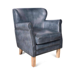 Elm Home And Products Real Genuine Leather Tub Aviator Wing Accent Arm Chair Grey 86Cm High X 73Cm Wide X 73Cm Deep - thumbnail 7