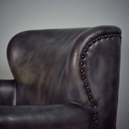 Elm Home And Products Real Genuine Leather Tub Aviator Wing Accent Arm Chair Grey 86Cm High X 73Cm Wide X 73Cm Deep - thumbnail 4