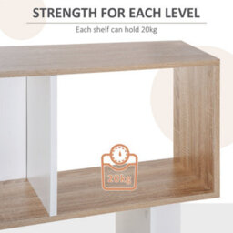 Wyld Haus Soli Leco Tall S-Shaped Oak And White Freestanding Bookcase, 5 Shelves, 60W X 24D X 184.5H Cm - thumbnail 6