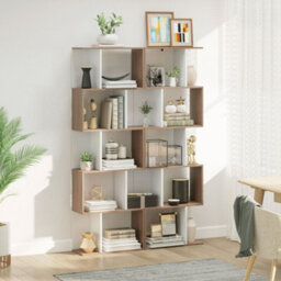 Wyld Haus Soli Leco Tall S-Shaped Oak And White Freestanding Bookcase, 5 Shelves, 60W X 24D X 184.5H Cm - thumbnail 4