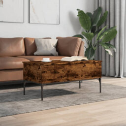 Vidaxl Coffee Table Smoked Oak 100X50X45 Cm Engineered Wood And Metal - thumbnail 3