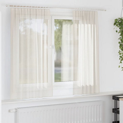 Walplus Voile Curtains With Rod Pockets 2 Pcs Cream - image 1