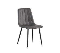 Mof Faux Suede Set Of 4 Dining Chairs With Sturdy Metal Legs Chairs With Backrest And Padded Seat Grey Stripe - thumbnail 4