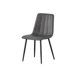 Mof Faux Suede Set Of 4 Dining Chairs With Sturdy Metal Legs Chairs With Backrest And Padded Seat Grey Stripe - thumbnail 5