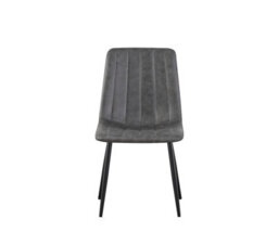 Mof Faux Suede Set Of 4 Dining Chairs With Sturdy Metal Legs Chairs With Backrest And Padded Seat Grey Stripe - thumbnail 3