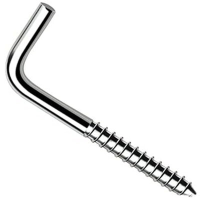 SS8 L Hook Screws 45mm X 4.0mm ( Pack Of: 5 ) Heavy Duty Square Cup Hooks For Hanging, Metal Screw In Wall Hangers Outdoor Mounting - image 1