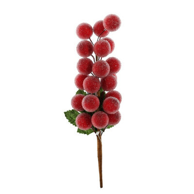 Red Frosted Grape Pick Christmas Decoration