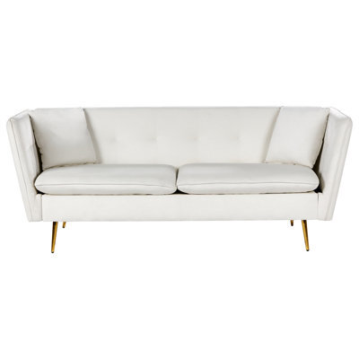 Beliani Sofa 3 Seater Frederica Velvet Off-White - image 1