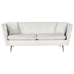 Beliani Sofa 3 Seater Frederica Velvet Off-White - thumbnail 1