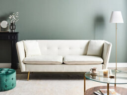 Beliani Sofa 3 Seater Frederica Velvet Off-White - thumbnail 2