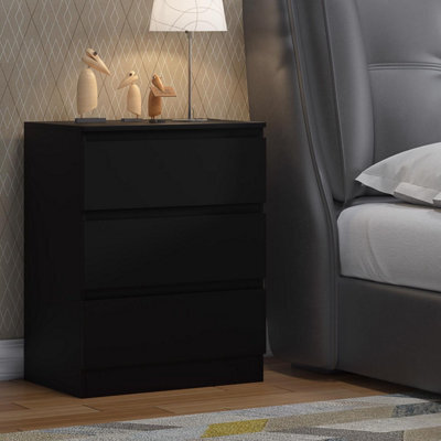 Fwstyle Carlton Black 3 Drawer Chest (H) 77Cm (W) 60Cm (D) 40Cm - image 1
