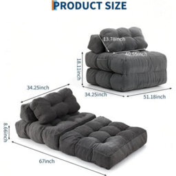 Folding Futon Sofa Bed Convertible Sleeper Chair W Pillow Mattress - thumbnail 2