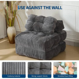 Folding Futon Sofa Bed Convertible Sleeper Chair W Pillow Mattress - thumbnail 4