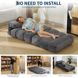 Folding Futon Sofa Bed Convertible Sleeper Chair W Pillow Mattress - thumbnail 5