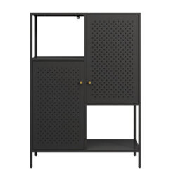 Hallowood Furniture Bewdley Black Metal Side Display Unit With 2 Doors - thumbnail 8