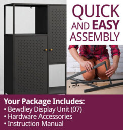 Hallowood Furniture Bewdley Black Metal Side Display Unit With 2 Doors - thumbnail 7