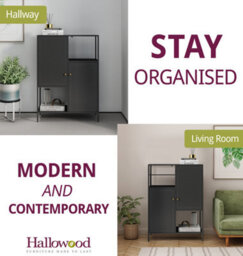 Hallowood Furniture Bewdley Black Metal Side Display Unit With 2 Doors - thumbnail 6
