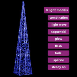 Berkfield Acrylic Decorative Led Light Cone Blue 90 Cm - thumbnail 9