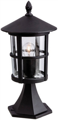 Luminosa Lighting Luminosa Stratford 1 Light Outdoor Lantern Pillar Black Ip44, E27