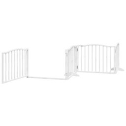 Walplus White Dog Gate With Door Foldable 4 Panels 320 Cm Poplar Wood - thumbnail 4