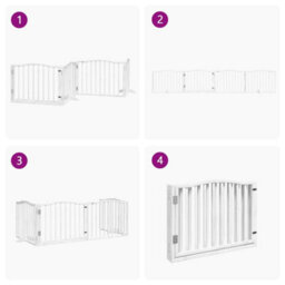 Walplus White Dog Gate With Door Foldable 4 Panels 320 Cm Poplar Wood - thumbnail 7