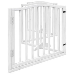 Walplus White Dog Gate With Door Foldable 4 Panels 320 Cm Poplar Wood - thumbnail 5
