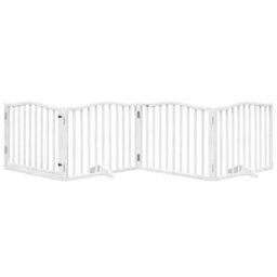 Walplus White Dog Gate With Door Foldable 4 Panels 320 Cm Poplar Wood - thumbnail 3