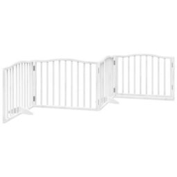 Walplus White Dog Gate With Door Foldable 4 Panels 320 Cm Poplar Wood - thumbnail 6