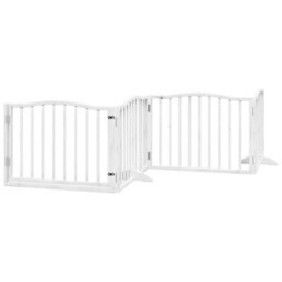 Walplus White Dog Gate With Door Foldable 4 Panels 320 Cm Poplar Wood - thumbnail 2