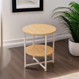 Pirlo Plush Industrial 2 Tier Round Coffee Table For Living Room Natural - thumbnail 1