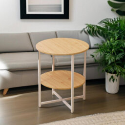Pirlo Plush Industrial 2 Tier Round Coffee Table For Living Room Natural - thumbnail 4