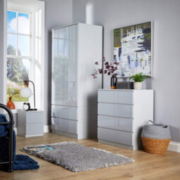Home Source Lugano Grey 2 Drawer Bedside Table High Gloss Drawer Fronts - thumbnail 9