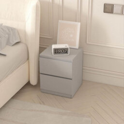Home Source Lugano Grey 2 Drawer Bedside Table High Gloss Drawer Fronts