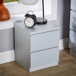 Home Source Lugano Grey 2 Drawer Bedside Table High Gloss Drawer Fronts - thumbnail 2