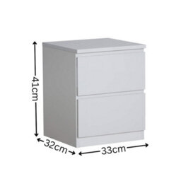Home Source Lugano Grey 2 Drawer Bedside Table High Gloss Drawer Fronts - thumbnail 7
