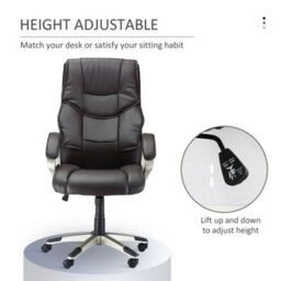 Black Executive Computer Office Desk Chair High Back Faux Leather Swivel Chair 150Kg - thumbnail 4